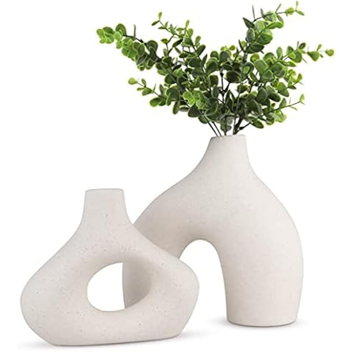 SannaiPorcelain Flower Vase Manufacturer Minimalist Set Long Floral Pottery Custom Ceramic Vase For Home Decor (Stand White (1+1))