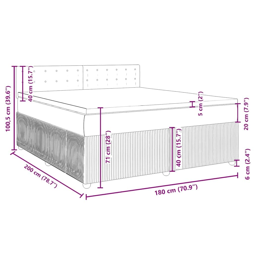 vidaXL Sommier à Lattes de lit avec Matelas Rose 180x200 cm Velours
