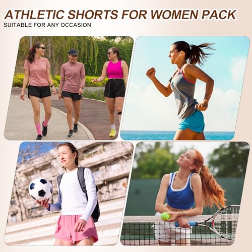 BALENNZ Women's Athletic Workout Shorts with Zipper Pockets Activewear Elastic Waist Gym Running Shorts4