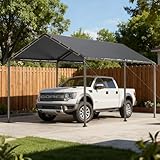 10x20 Heavy Duty Carport, Outdoor Carport Shelter with Reinforced Frame and Stakes, Waterproof Garage Car Port Tent (Gray)