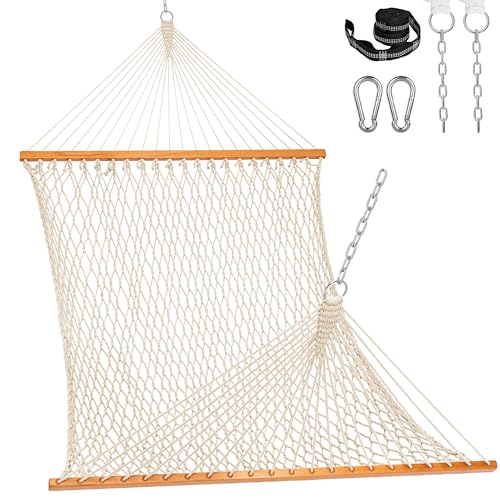Lazy Daze Hammocks Double Rope Hammock, 2 Person Traditional Outdoor Hand Woven Cotton Rope Hammock...