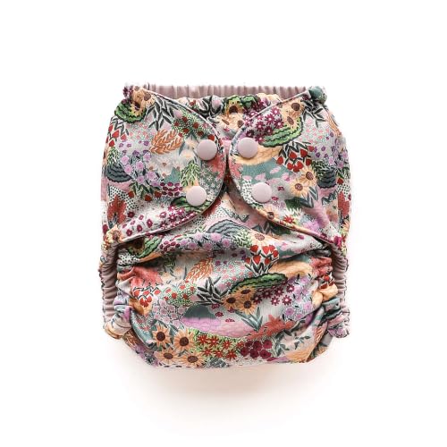 Image of Esembly Cloth Diaper Cover - Reusable Swim Diaper, Waterproof, Breathable - Adjustable Outer Layer Over Absorbent Inner for Blowout Protection - Botanic Garden, Size 1 (7-17lbs)