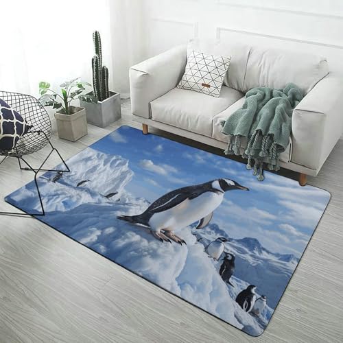 Grand tapis de bain antidérapant pingouin lavable en velours corail - 3