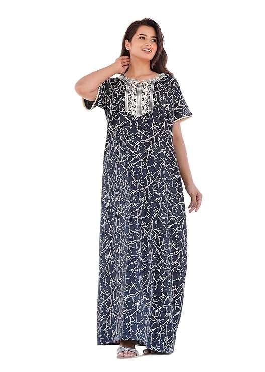 Womens Pure Cotton Block Printed Jaipuri Maxi Nighty-picture-30