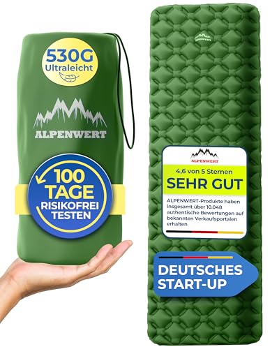 Alpenwert&reg; Isomatte Outdoor [Kleines Packma&szlig; & Ultraleicht] Luftmatratze perfekt f&uuml;r Camping,...