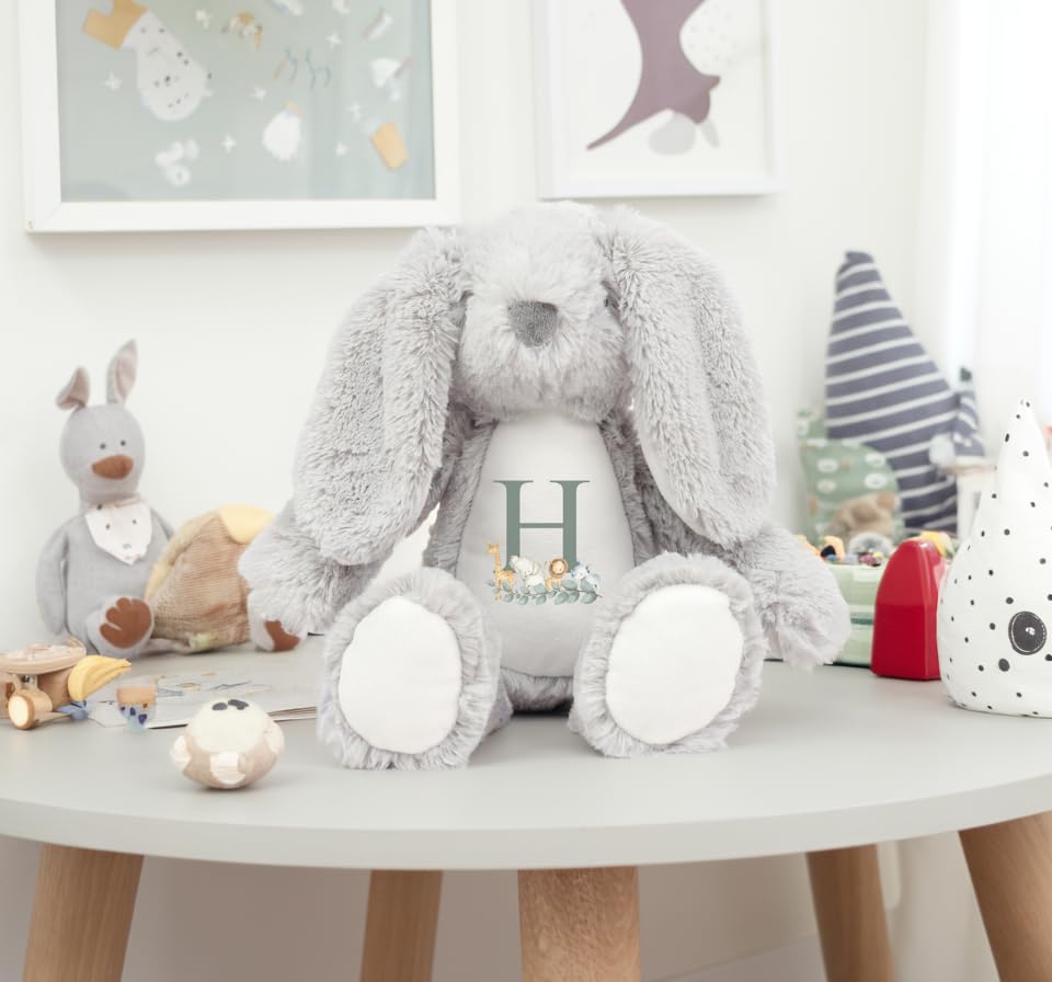 Hippowarehouse Personalised Bunny Gift for Baby Newborn New Parents Baby Shower Present Soft Toy Girls Boys Newborn Custom New Teddy Bear Rabbit 26cm
