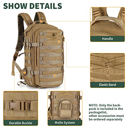 Huntvp-Tactical-Backpack-15L20L-Small-Military-Rucksack-Daypack-Molle-Army-Work-Bag-Motorcycle-Backpacks-for-Men-Women-Camping-Cycling-School-Travelling-Hiking-Fishing-Hunting-Sports-Outdoors