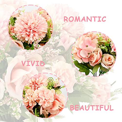 2 mazzi di fiori artificiali di seta fiori di rosa...