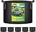 iPower 5-Pack 10 Gallon Plant Grow Bags Thickened Nonwoven Aeration Fabric Pots Heavy Duty Durable Container, Strap Handles for Garden, Black
