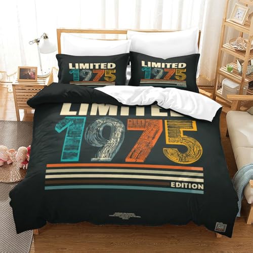 Housse de couette imprimé 3D douce rétro parure de lit microfibre - 3