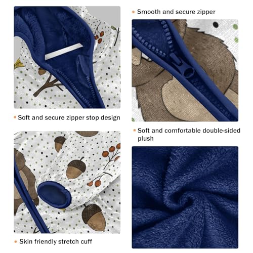 Forest Creatures and Autumn Leaves Toddler Fleece Jacket Girl Boys Hooded Fleece Jacket Coat3