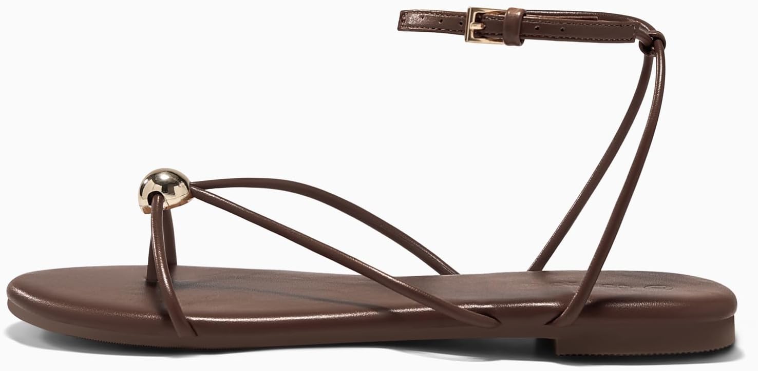 Coutgo Womens Strappy Flat Sandals Open Toe Flip Flops Sandals Ankle Strap Summer Beach Shoes - Image 4