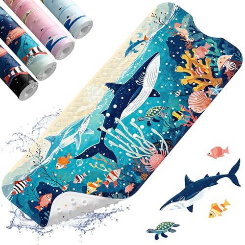 Image of XIYUNTE Baby Bath Mat for Tub Non Slip Kids Bath Mat - 40"x16" Extra Long Bathtub Mat Non Slip Kids, Eco-Friendly Toddler Bath Mats with Suction Cups for Secure Grip, Easy to Clean & Easy Drying