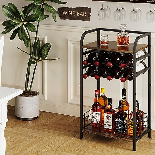 3-Tier Wine Bar Table: Small Liquor Bottle Holder