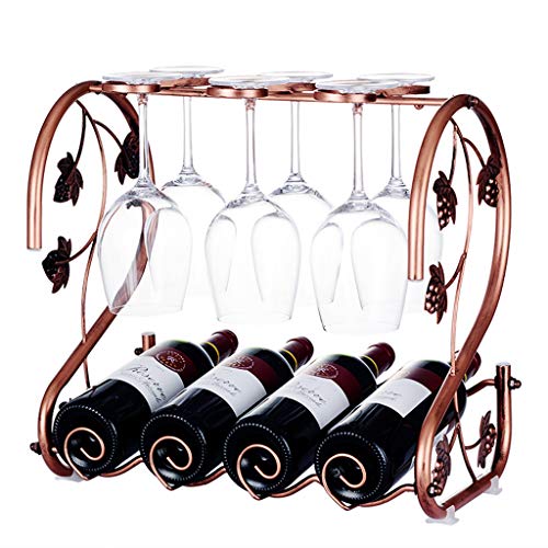 Soporte de vino de metal para 4 botellas con almacenamiento miniatura 1