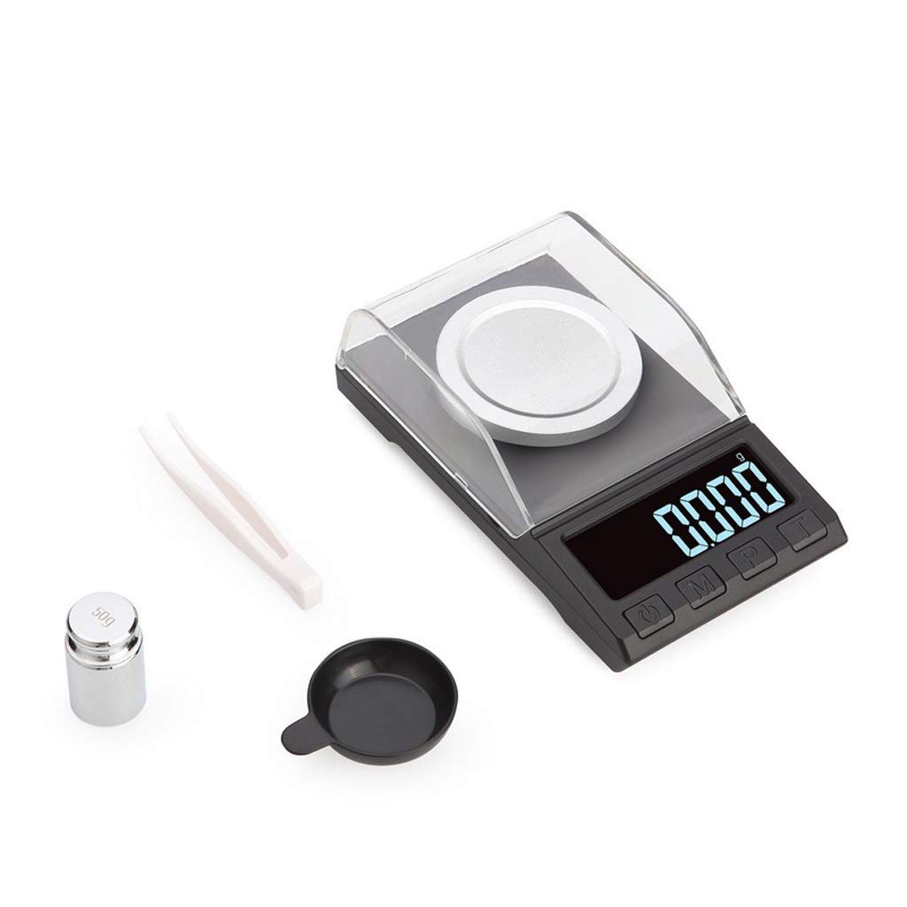 Digital Pocket Scales Milligram Scale Mini Portable Jewelry Scales Jewelry Scale Digital Weight with Calibration Weights Tweezers and Weighing Pans 100 X 0.001g