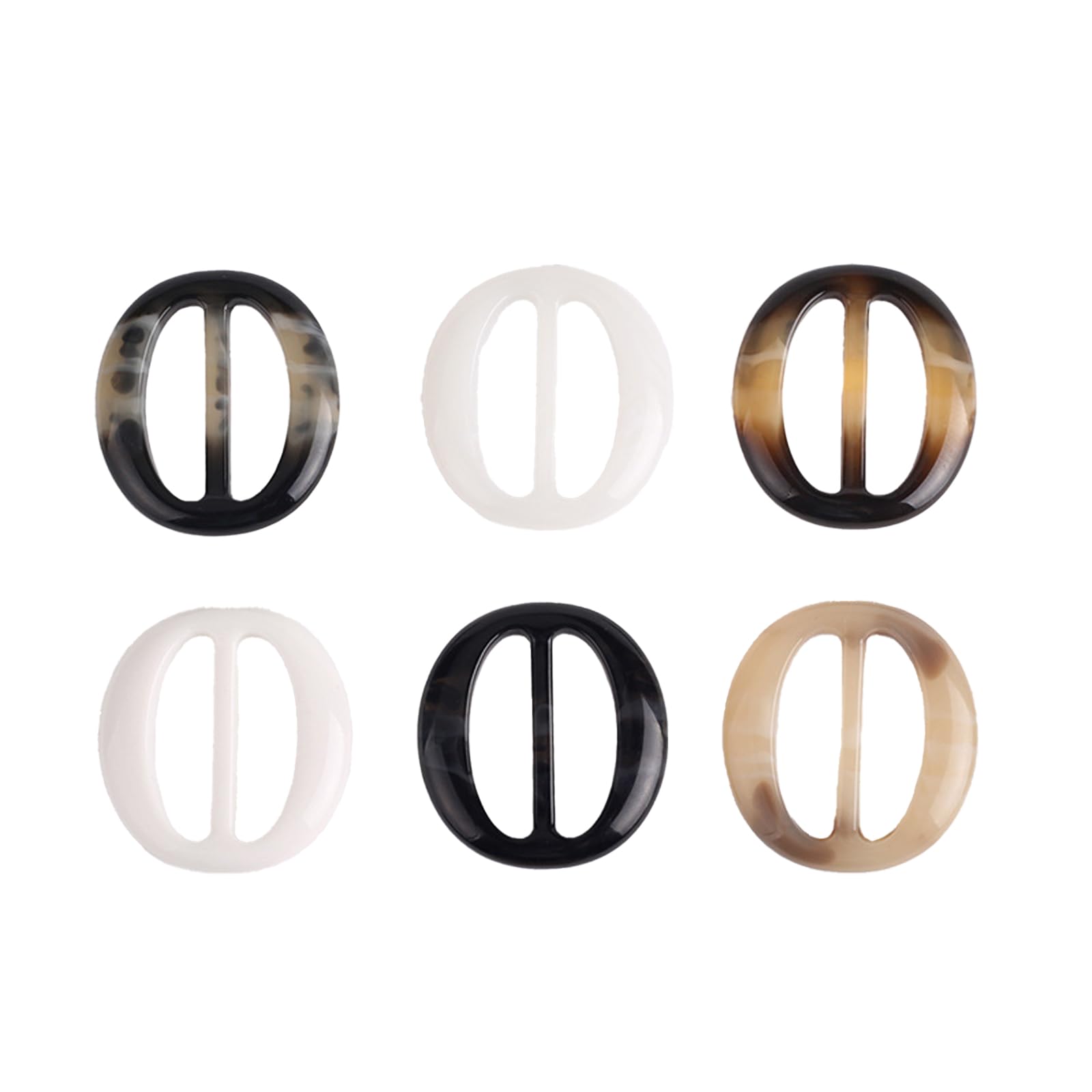 6 piezas, hebilla ovalada para cinturón, hebilla para bufanda, nudo de esquina de ropa estilo japonés en blanco y negro, decoración de hebilla para camiseta
