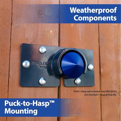 Image of PACLOCK's 9-Series Patented Cone Puck w /Tapped Holes, UCS, High Performance 6-Pin Cylinder, One Lock Keyed to a Number U-Pick! w / 2 Keys, Black