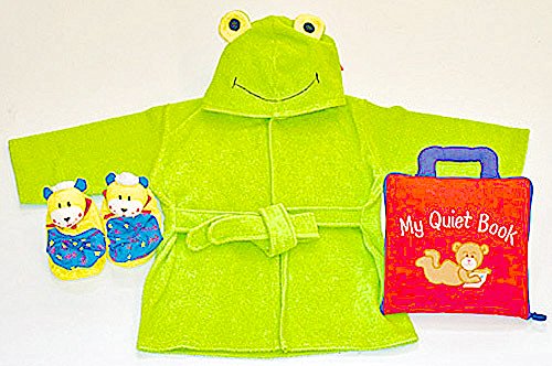 布絵本 MY QUIET BOOK&バスローブ かえるのバスローブ&おまけ付きブーティ セーラーベア スペシャルスマイルギフトセット出産祝