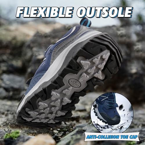 UOVO Boys Girls Hiking Shoes Kids Waterproof Running Trail Fashion Sneakers Breathable Lightweight Non-Slip Outdoor Walking Sports Shoe(Little/Big Kids)4