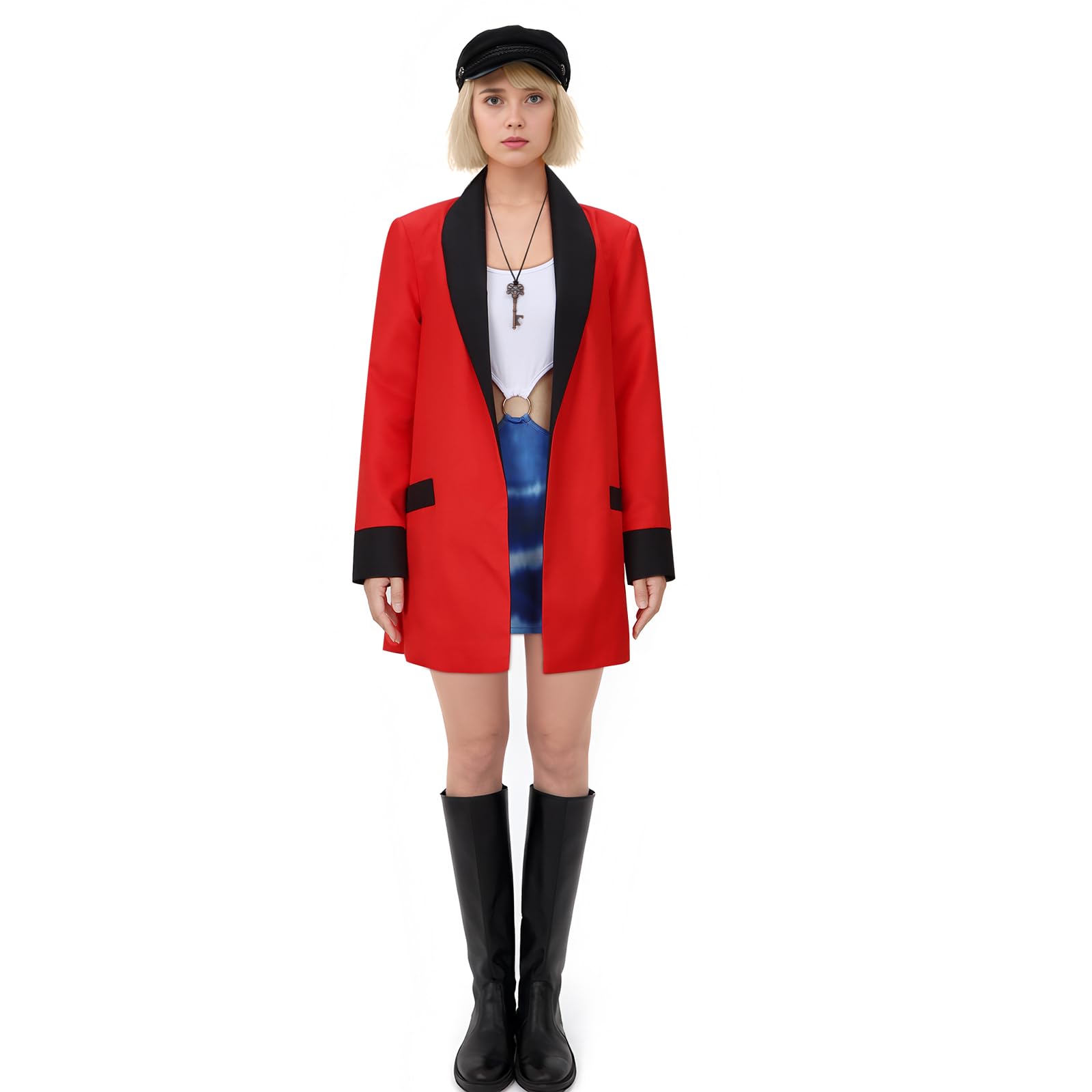 NUWIND Pretty Vivian Women Costume Sexy Honey Personnage de film Coupe Top Mini jupe Ensemble Rouge Halloween Uniforme Cosplay