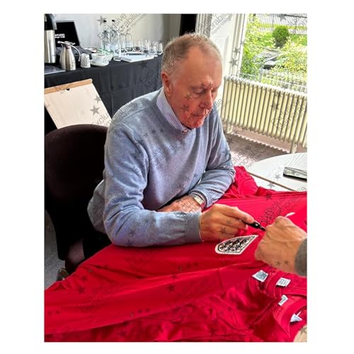 Exclusive Memorabilia Sir Geoff Hurst Signed England 1966 World Cup Football Shirt Red