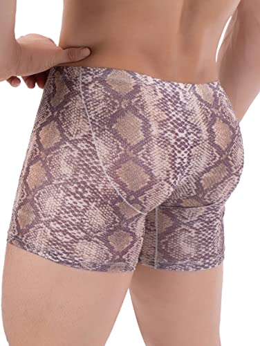 iKingsky Men's Snake Skin Pattern Long Leg Boxer Sexy Pouch Trunks Breathable Bulge Short Under Panties for Men3
