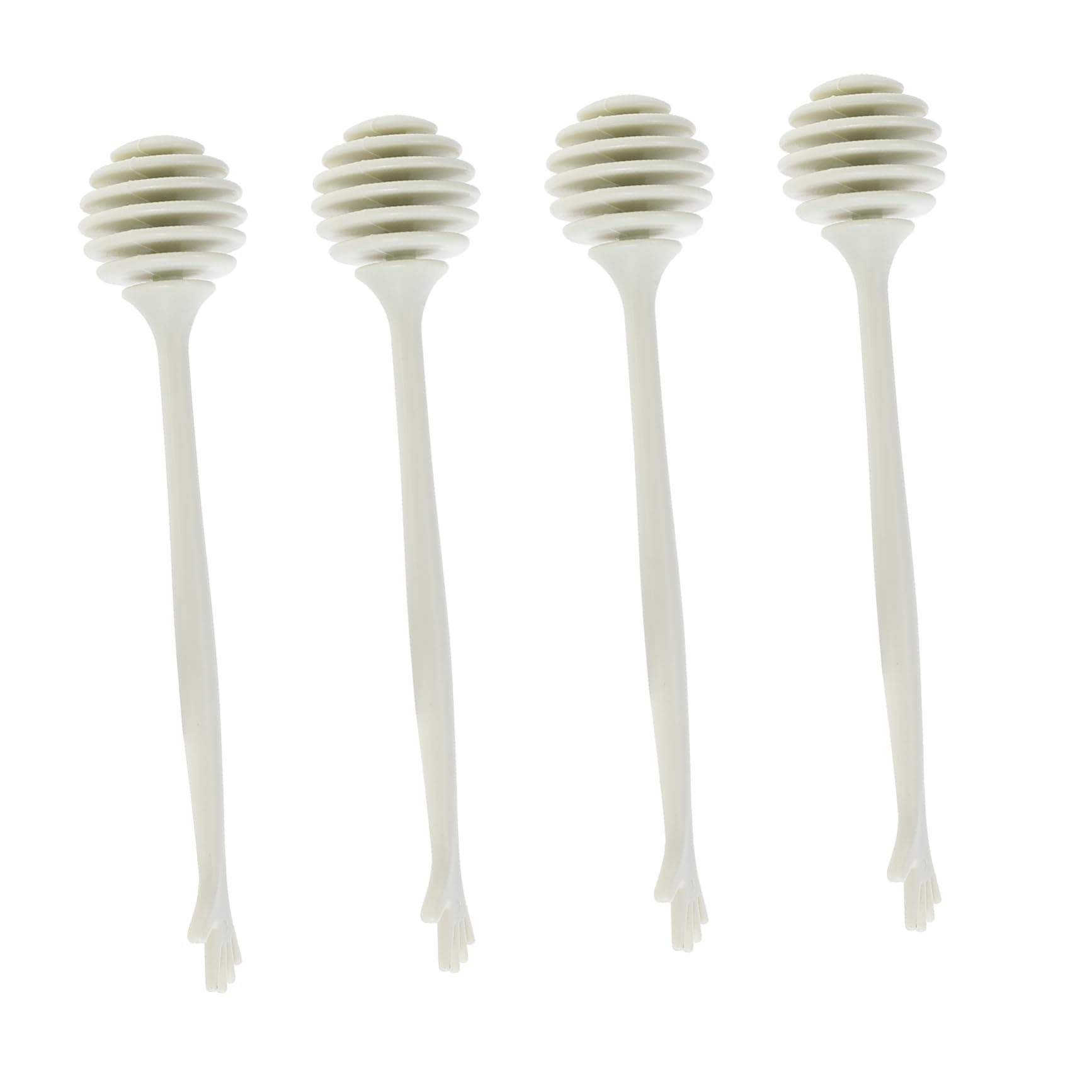 COLLBATH 4pcs Honey Stirrer Honey Stirring Rod Coffee Stir Sticks Mini Honey Jars Honey Server Honeycomb Spoons Honey Wand Honey Jar Sticks Mini Rotary Tool Honey Scoop White Pp re-usable