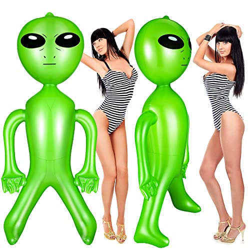 Zhanmai 1 Piece 63 Inch Giant Inflatable Alien Blow up Jumbo Green Inflate Alien for Theme Birthday...