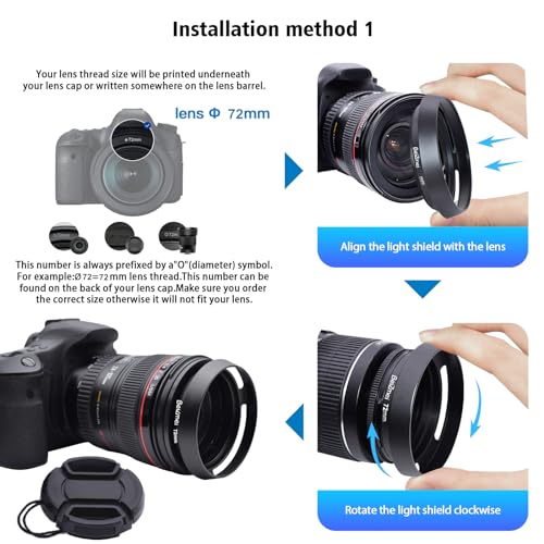 Capuchón para lente de 72 mm, capuchón metálico para cámaras compatible con todas las marcas de lentes con rosca de filtro de 72 mm + tapa para lente de 72 mm miniatura 3