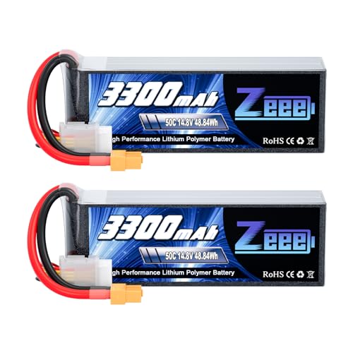 Zeee 4S Lipo RC Batería 14,8 V 50C 3300 mAh con Conector XT60 para RC Coche, Camión, Avión, Barco RC Hobby (2 Unidades)