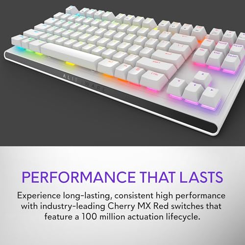 Image of Alienware Tenkeyless Gaming Keyboard - AW420K - Lunar Light - Wired, Programmable, Cherry MX Red, USB, AlienFX RGB / 16.8 Million Colours