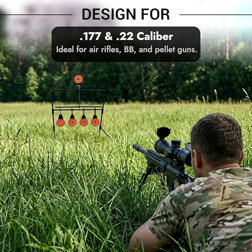 Image of ARSUK Self-Resetting Air Rifle Shooting Target, Heavy-Duty Metal Frame for Airsoft Rimfire Pellet BB Gun Target, Compatible with .177 & .22 Caliber Pellets