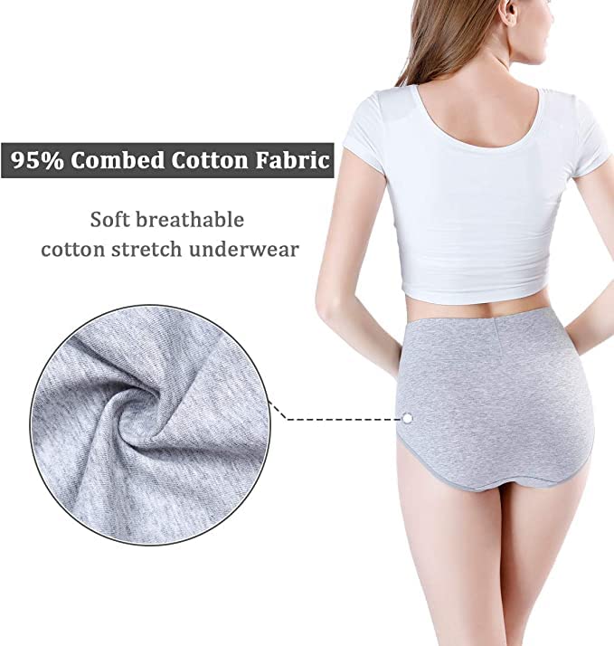 Image of DIVING DEEP Women's High Waisted Cotton Underwear Ladies Soft Briefs Panties | Women Antibacterial Cotton Hipster Panty | Women's Seamless High -Rise Panties Hipster (Pack of 4)