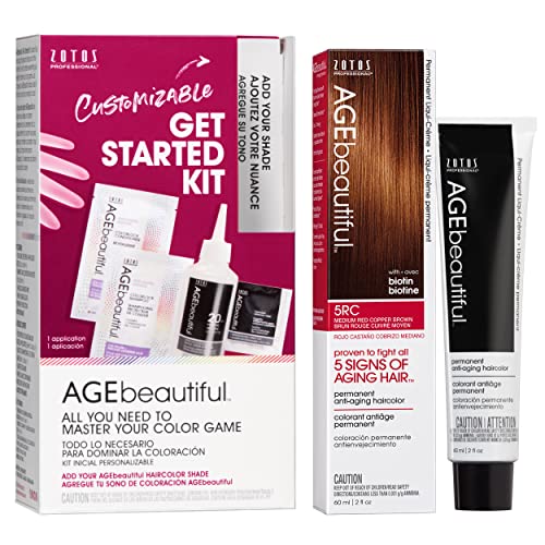 Image of AGE beautiful Permanent Hair Color Cream, 100% Gray Coverage Hair Dye with Biotin Anti-Aging Formula for Fuller, Thicker Hair, Professional Salon Quality