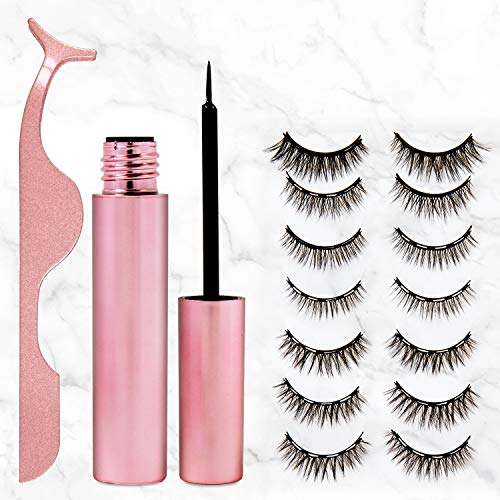 Aroamas Magnetic Eyeliner and Magnetic Eyelash Kit, [7 Pairs]No Glue Reusable Silk False Lashes, Easier To Use Than Traditional Magnetic Eyelashes - Thumbnail 7