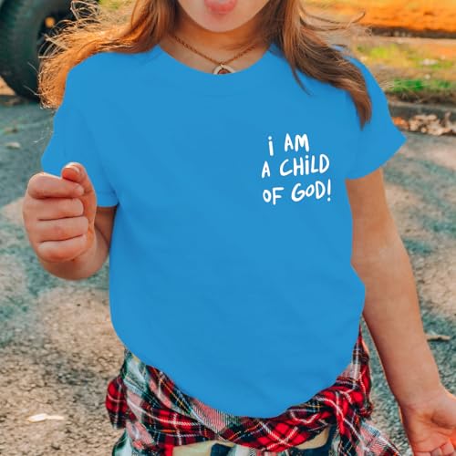 Image of KEEVICI Cute I Am A God of Child Shirt Girls Graphic Tees Christian T Shirts for Kids Jesus Religious Faith Cotton Summer Top