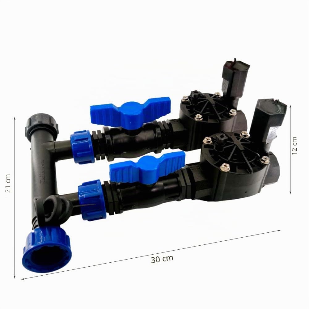 RIEGOPRO Kit Colector de Riego + Electroválvula Rain Bird HV 1" + Válvulas de Mantenimiento + Rollo Teflón. Kit para Sistemas de Riego Automático (Para Programadores Eléctricos (24V), 2 Estaciones)