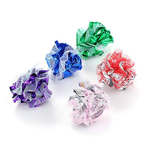 mewmewcat 1 PCS Crinkle Ball Cat Toy Bolas de enrugamento interativas para gatos pequenos Gaze Glitt
