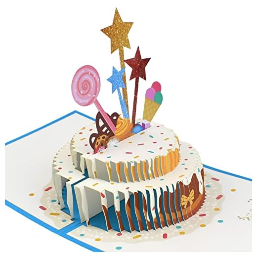 Negsaiy Tarjeta de felicitación de cumpleaños, tarjeta de felicitación de cumpleaños 3D, tarjeta de celebración hecha a mano con sobres tarjetas de regalo para familia amigos (Pastel Rojo)