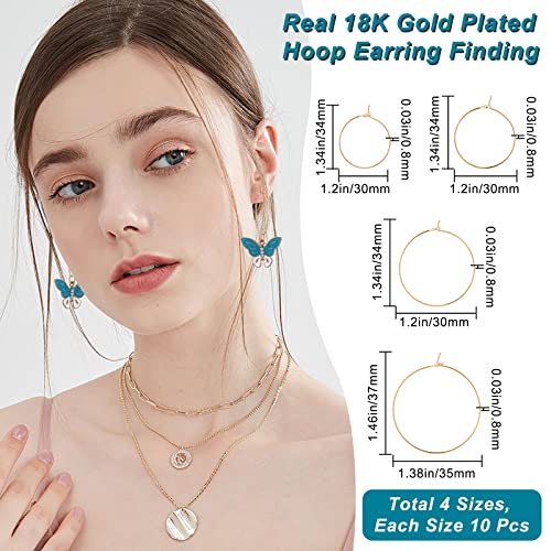 Beebeecraft 40Pcs 4 Size Wine Glass Charm Rings 18K Gold Plated Geometric Earring Beading Hoops for DIY Earring Making(23/29/34/37mm) - Image 2