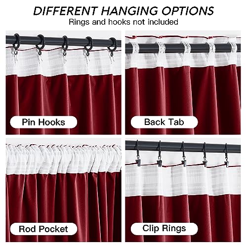 Image of RYB HOME Red Velvet Blackout Curtains 84 inches for Bedroom Living Room | Thermal Insulated,Room Darkening,Super Soft Velvet,Christmas Backdrops,Movie Theater Stage Party Decor,W52 x L84,2 Panels