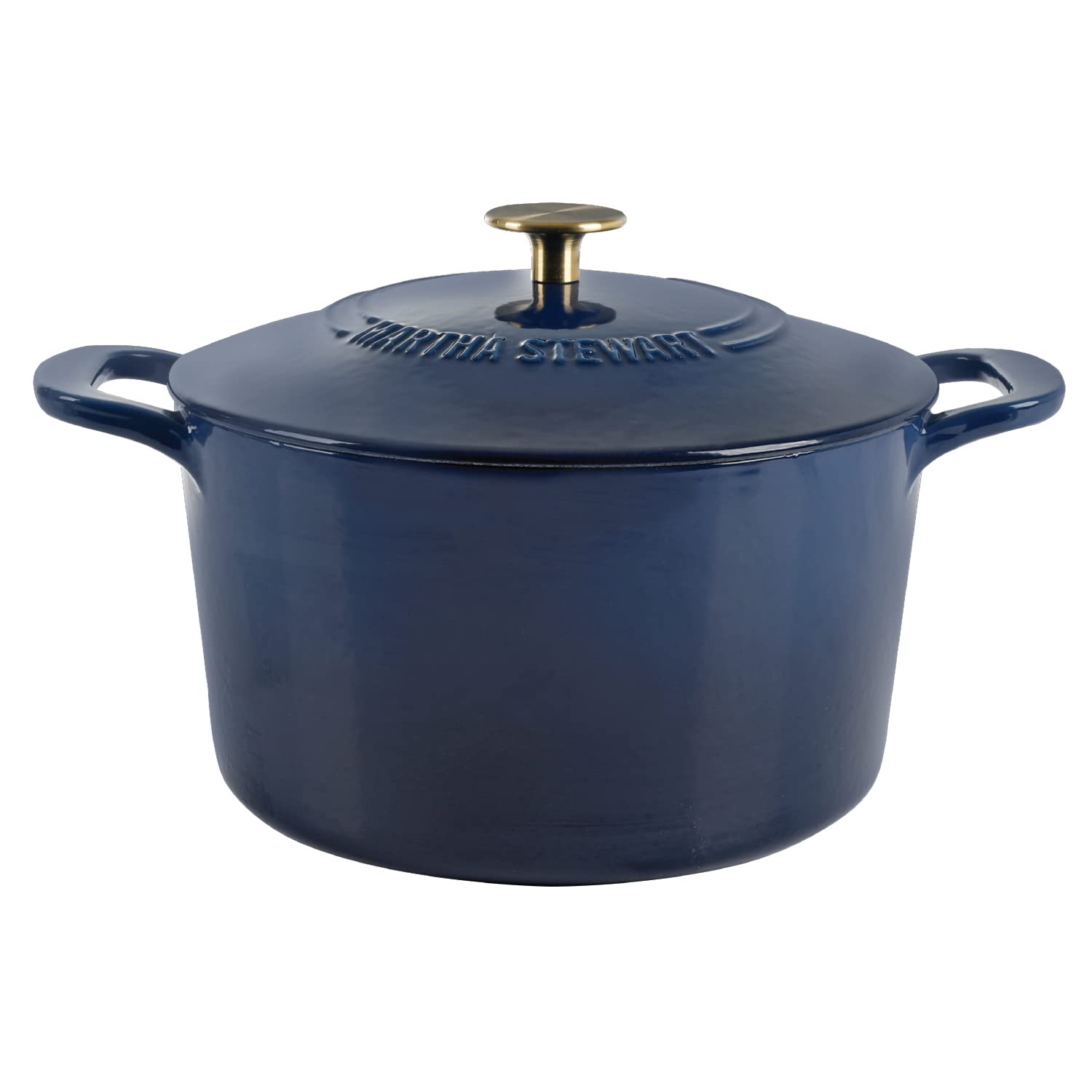 Gatwick 7-Quart Enamel Cast Iron Dutch Oven Pot with Lid – Navy Blue with Gold Knob – Durable Heavy-Duty Dutch Oven for Slow Cooking & Braising
