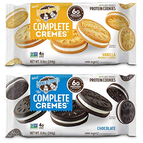 The Complete Creme Protein Sandwich Cookies, Vegan, Non GMO, Low Sugar & Plant Based Protein Cookies, Variety Pack, 1-Vanilla, 1-Chocolate. by Adventure Box