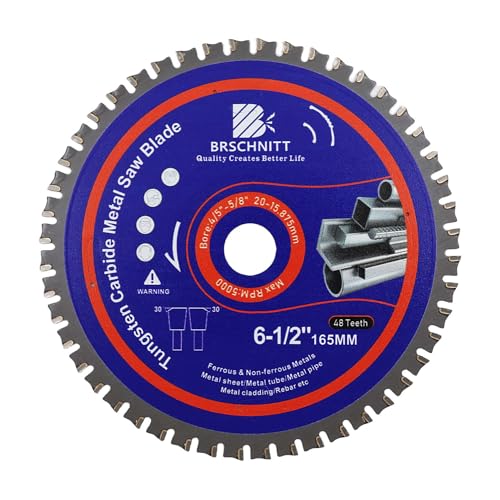 Kreissägeblatt Metall 165mm 20/15.875MM|48T TCT Metallkreissägeblatt zum Schneiden von Stahl, Aluminium, Kupfer, Metall Baustahl, für Kreissäge und Kappsäge | Metallsägeblatt