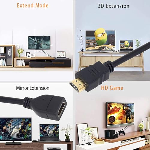 Image of 100FIT 3 Feet High Speed Gold Plated HDMI Male to Female Extension Cable (1.5M Black)