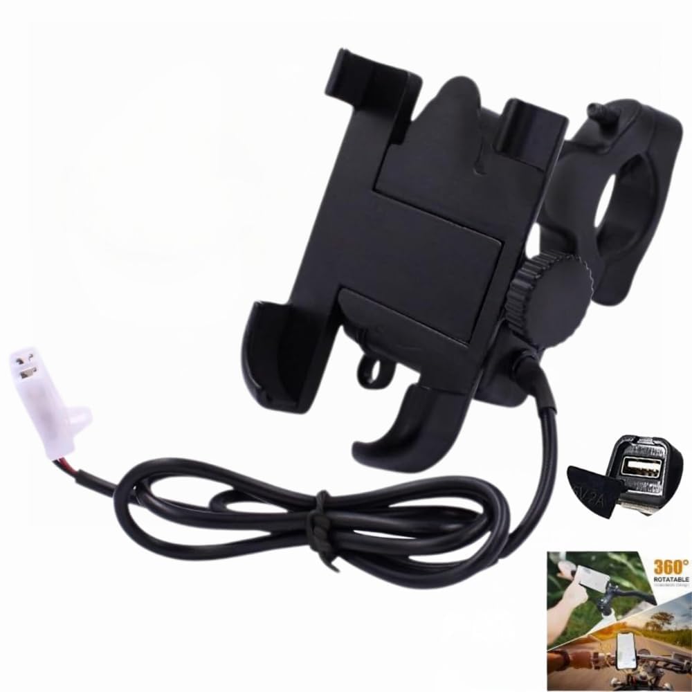 Mobile Holder with USB Charger for Bike Universal Motorcycle & Bicycle Phone Mount Handlebar Mobile Stand (Black)-image-8