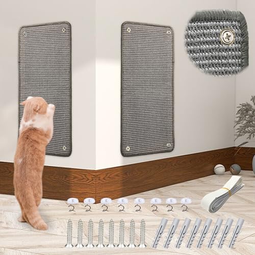 JanYoo 2 Stück Sisal Kratzmatte für Katzen mit Klebeband, 50 × 25 cm, Grau