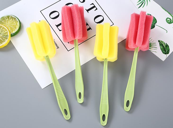 Image of Sponge Bottle Brush 3PCS 8Inch Portable Long Handle Bottle Brush Wine Glass Cleaner Cup Cleaning Brush Baby Bottle Scrubber for Baby Bottle Dishwashing Kitchen Clean Mugs