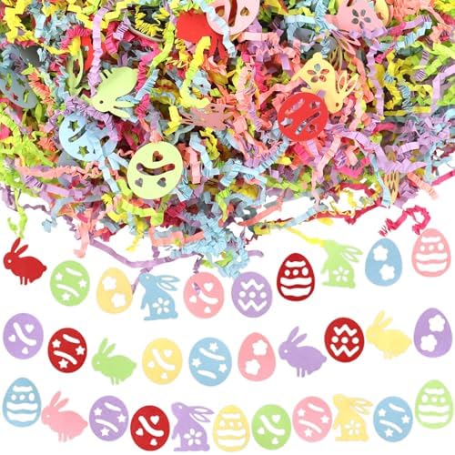 1LB Easter Crinkle Cut Paper Egg Bunny Confetti Easter Basket Fil...